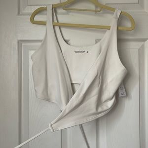 White Abercrombie Wrap Tie Crop Top